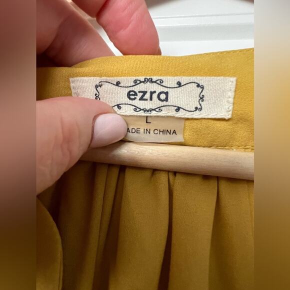 Ezra Boho Mustard Color 3/4 Sleeve Blouse Top Size Large - Picture 5 of 8